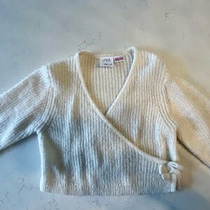 Zara toddler girls Cream Wrap Ballet Sweater